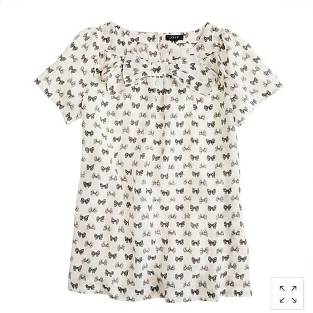 J.Crew Bow Neck Top in Bow Print size 4 silk